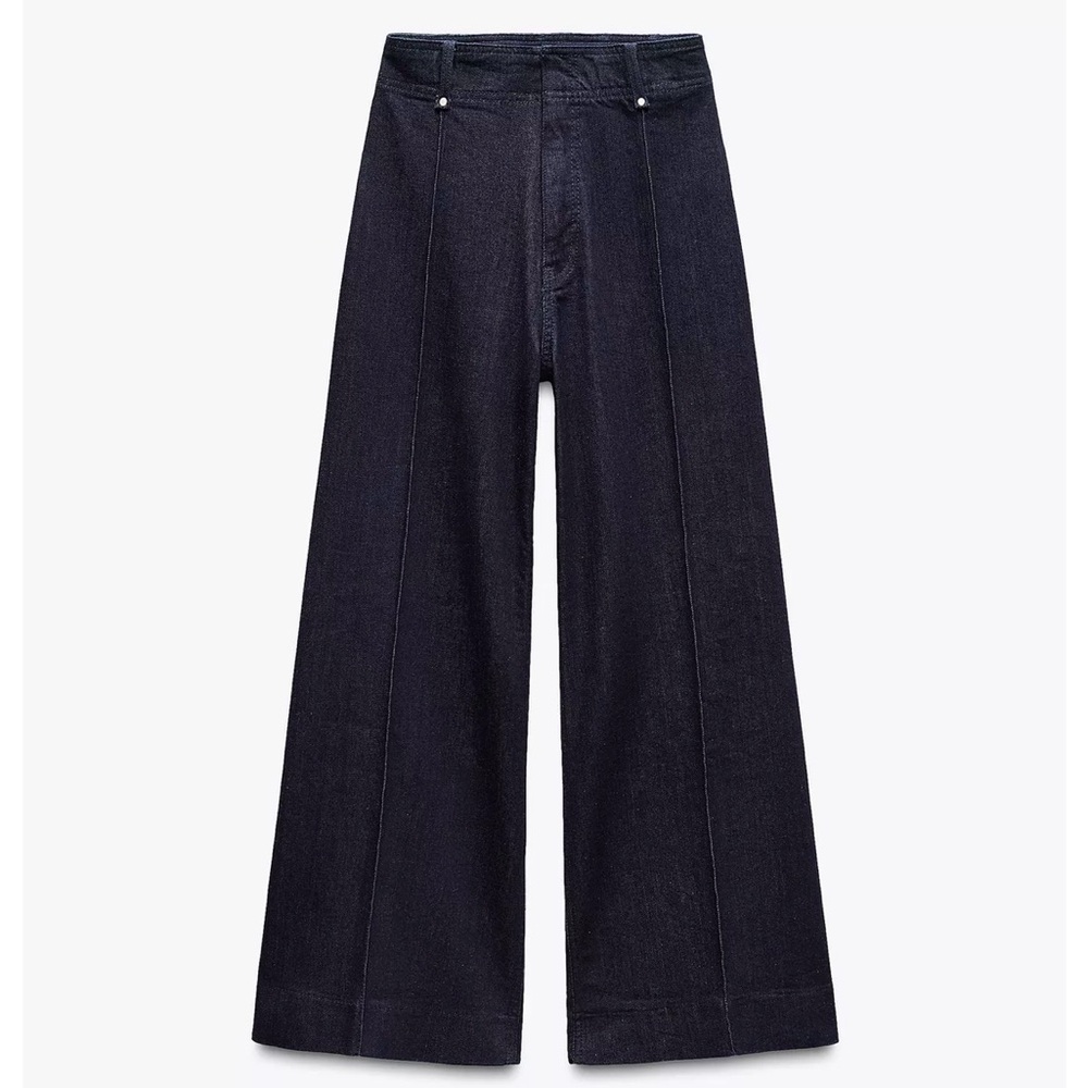 ZARA High Waisted Wide Leg Dark Denim Jeans BNWOT